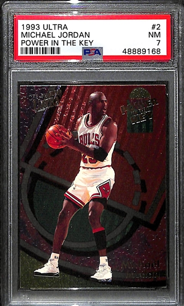 1993-94 Fleer Ultra Michael Jordan Power in the Key Insert Graded PSA 7 NM